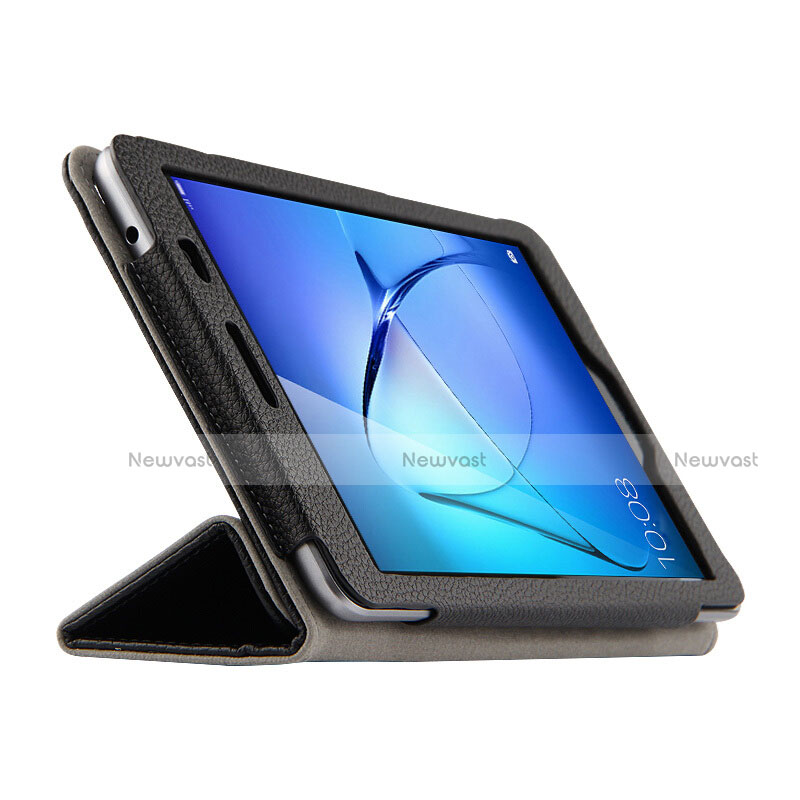 Leather Case Stands Flip Cover L02 for Huawei MediaPad T3 8.0 KOB-W09 KOB-L09 Black