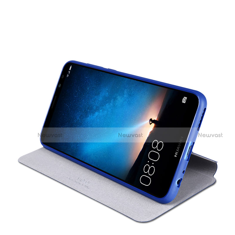 Leather Case Stands Flip Cover L02 for Huawei Nova 2i Blue