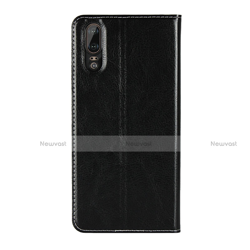 Leather Case Stands Flip Cover L02 for Huawei P20 Black