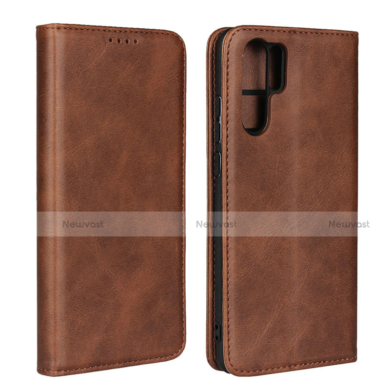 Leather Case Stands Flip Cover L02 for Huawei P30 Pro Brown