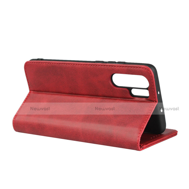 Leather Case Stands Flip Cover L02 for Huawei P30 Pro New Edition Red Wine