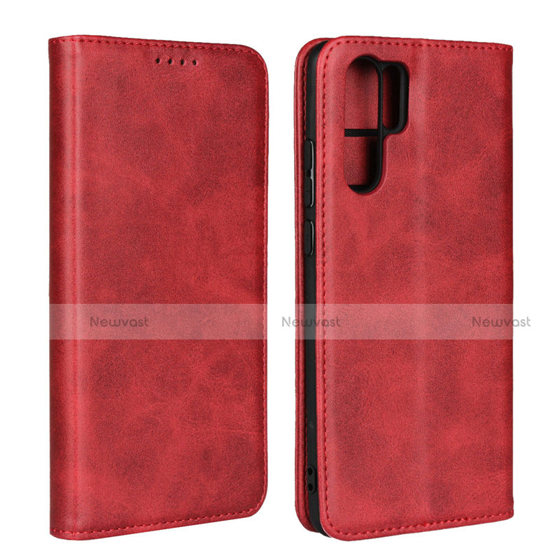 Leather Case Stands Flip Cover L02 for Huawei P30 Pro Red Wine