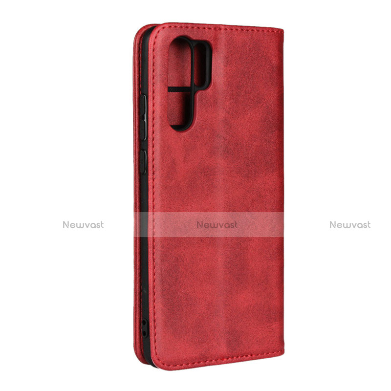 Leather Case Stands Flip Cover L02 for Huawei P30 Pro Red Wine