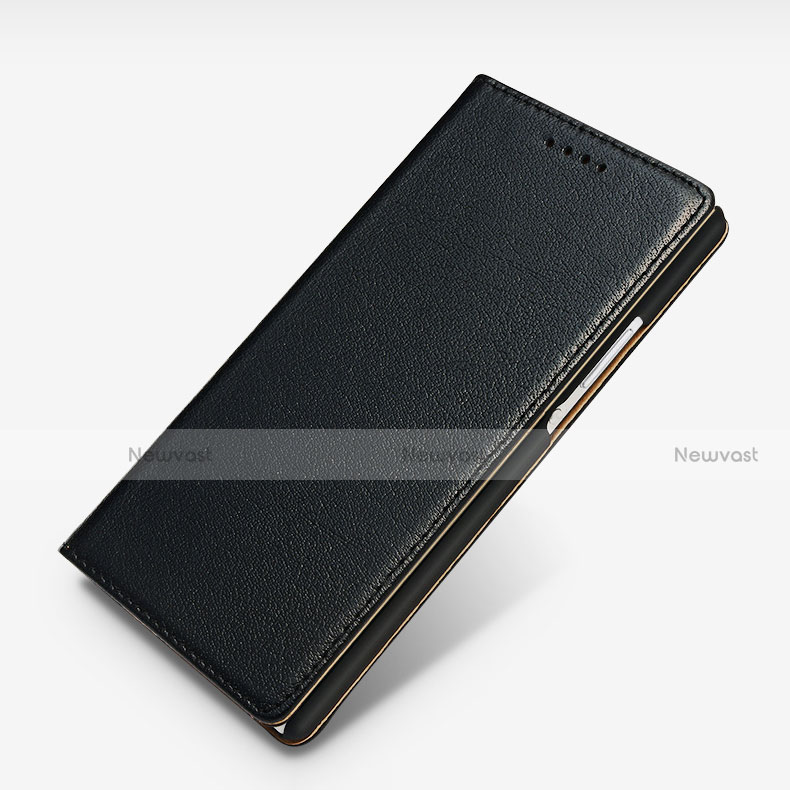 Leather Case Stands Flip Cover L02 for Huawei P7 Dual SIM Black