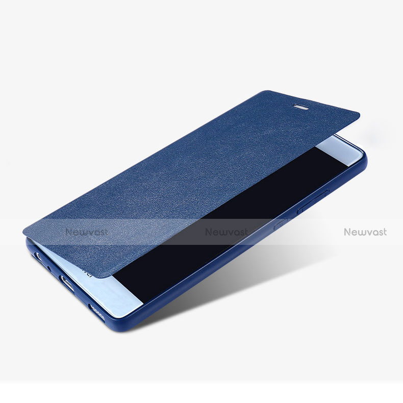 Leather Case Stands Flip Cover L02 for Huawei P9 Blue