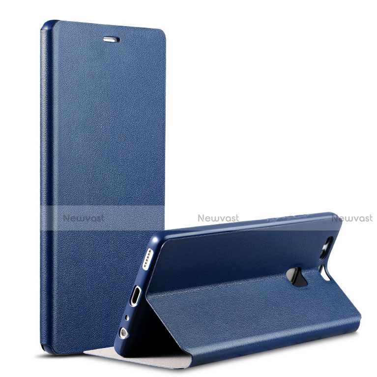 Leather Case Stands Flip Cover L02 for Huawei P9 Plus Blue