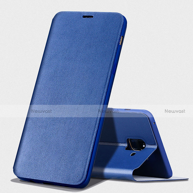 Leather Case Stands Flip Cover L02 for Samsung Galaxy A8 (2018) Duos A530F Blue