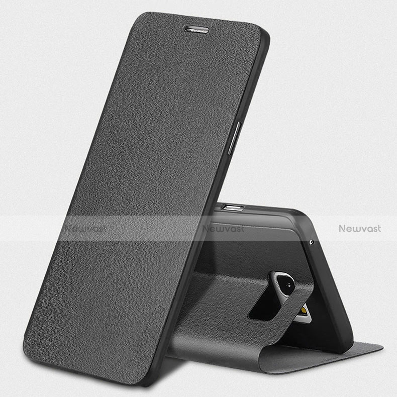 Leather Case Stands Flip Cover L02 for Samsung Galaxy Note 5 N9200 N920 N920F Black