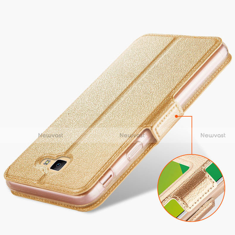 Leather Case Stands Flip Cover L02 for Samsung Galaxy On5 (2016) G570 G570F Gold