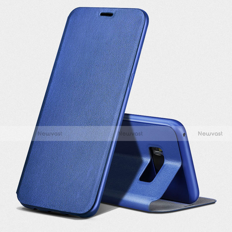 Leather Case Stands Flip Cover L02 for Samsung Galaxy S7 Edge G935F Blue