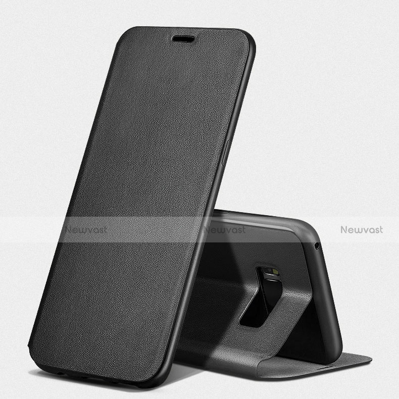Leather Case Stands Flip Cover L02 for Samsung Galaxy S8 Black