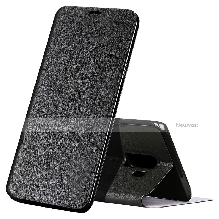 Leather Case Stands Flip Cover L02 for Samsung Galaxy S9 Black