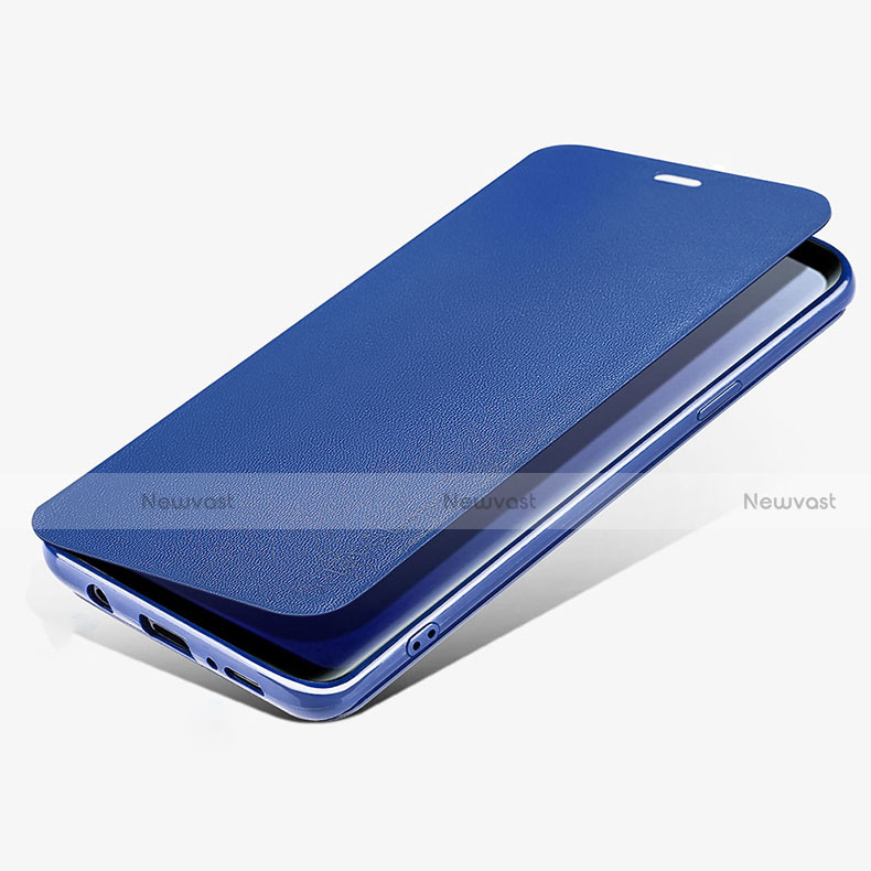 Leather Case Stands Flip Cover L02 for Samsung Galaxy S9 Plus Blue