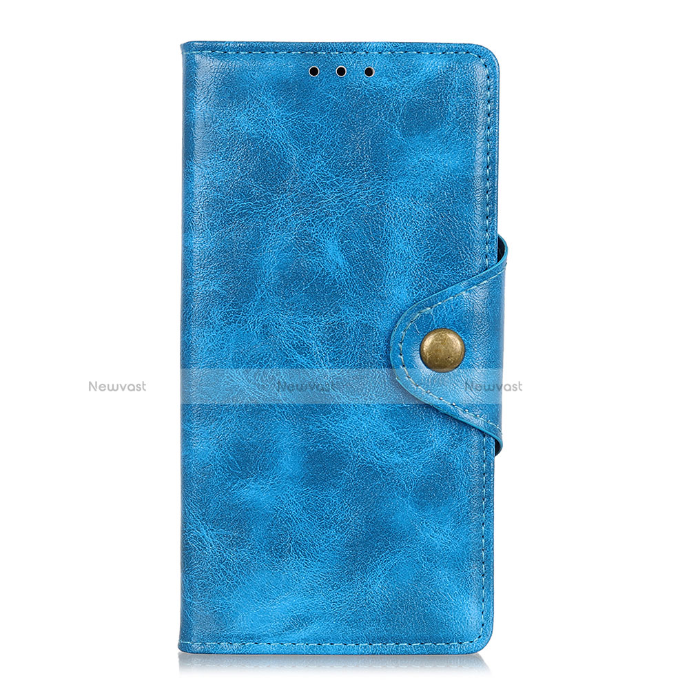 Leather Case Stands Flip Cover L02 Holder for Alcatel 3 (2019) Blue