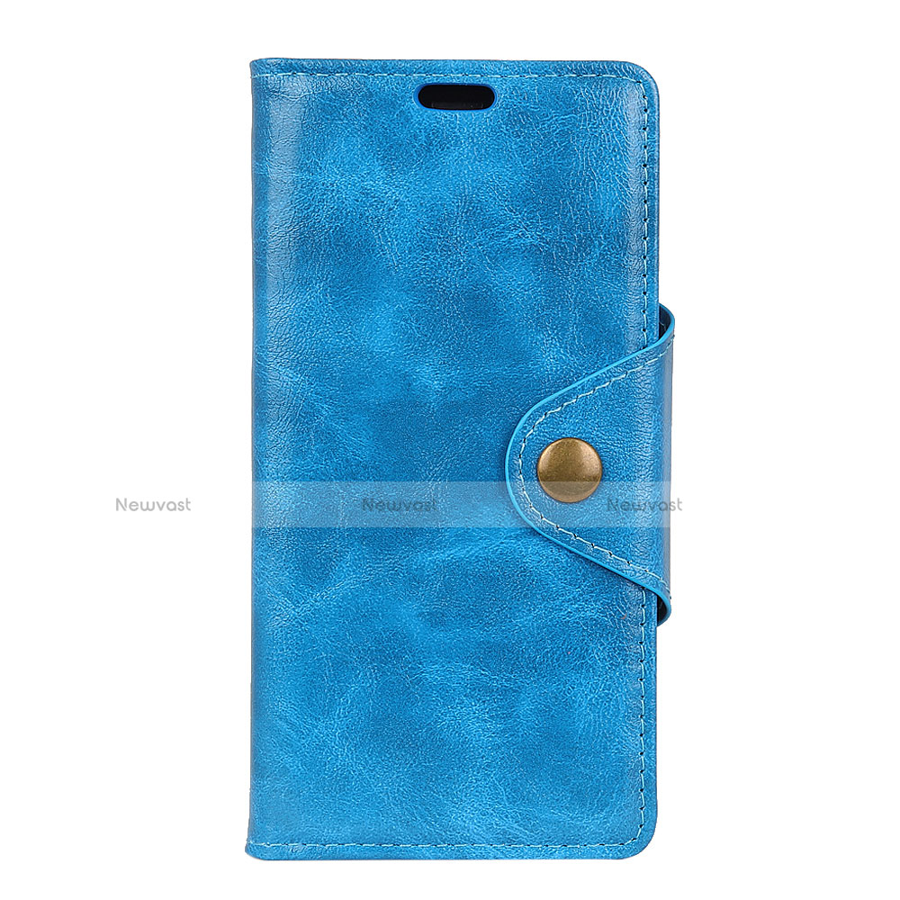 Leather Case Stands Flip Cover L02 Holder for Alcatel 3 Blue