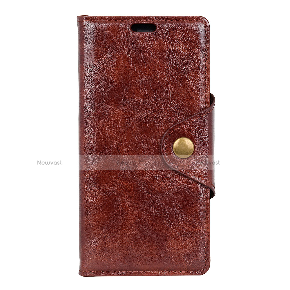 Leather Case Stands Flip Cover L02 Holder for Alcatel 3 Brown