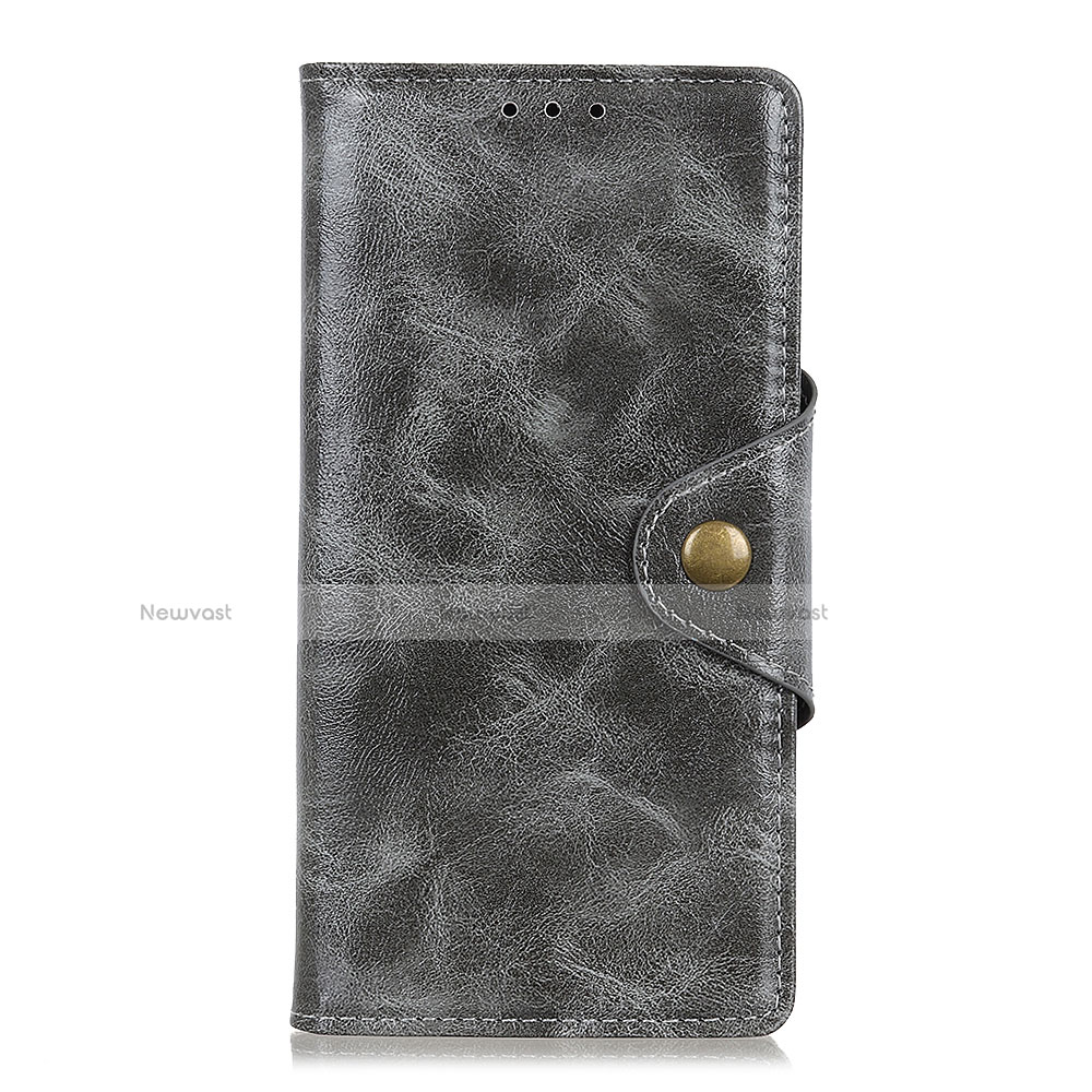 Leather Case Stands Flip Cover L02 Holder for Alcatel 3L Gray