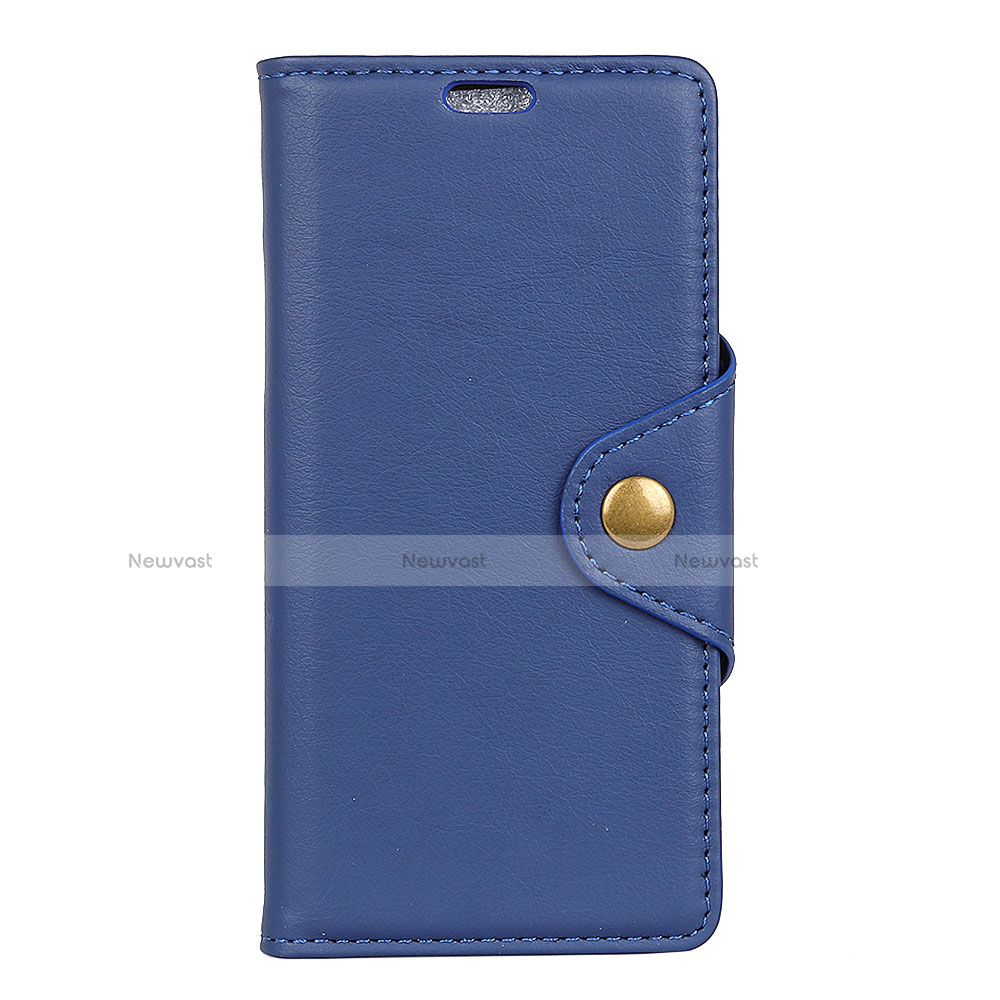 Leather Case Stands Flip Cover L02 Holder for Alcatel 7 Blue