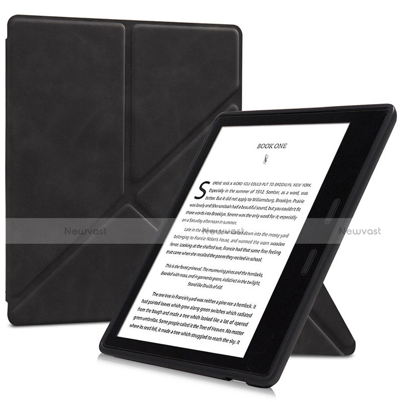 Leather Case Stands Flip Cover L02 Holder for Amazon Kindle Oasis 7 inch Black