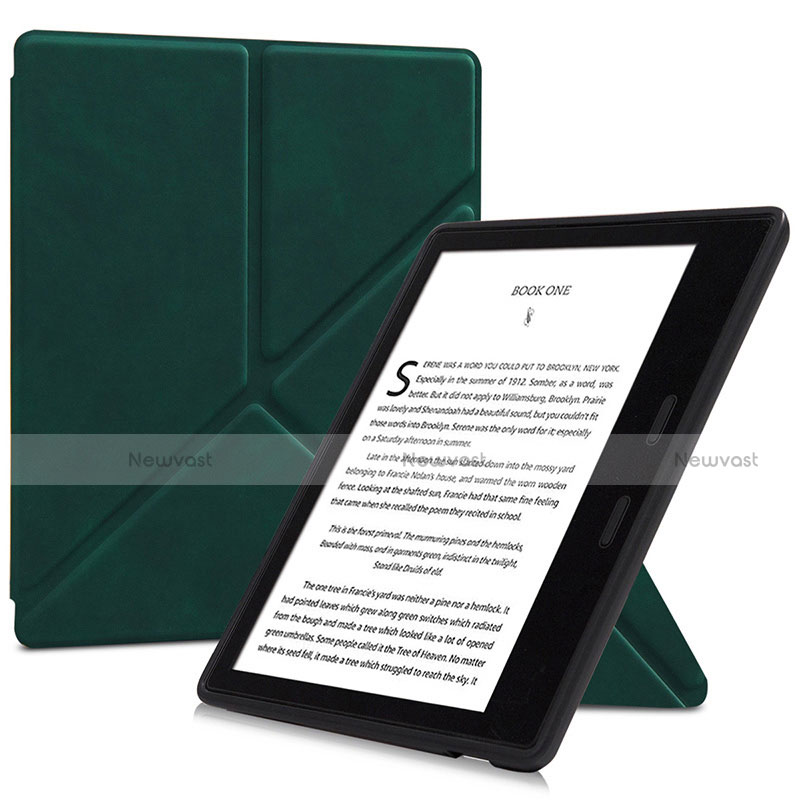 Leather Case Stands Flip Cover L02 Holder for Amazon Kindle Oasis 7 inch Green