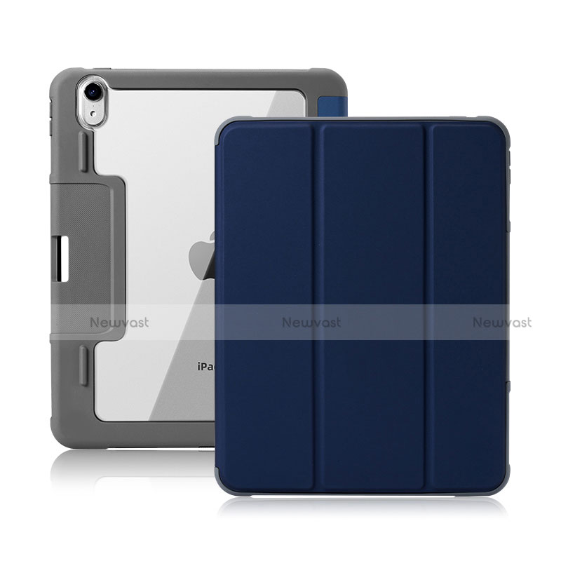 Leather Case Stands Flip Cover L02 Holder for Apple New iPad Air 10.9 (2020) Navy Blue