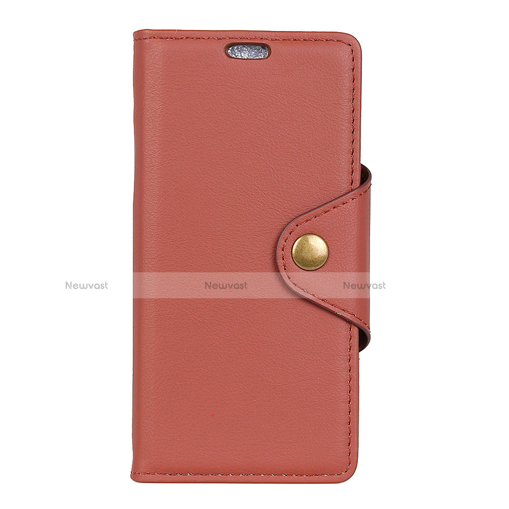 Leather Case Stands Flip Cover L02 Holder for Asus Zenfone 5 ZS620KL Brown