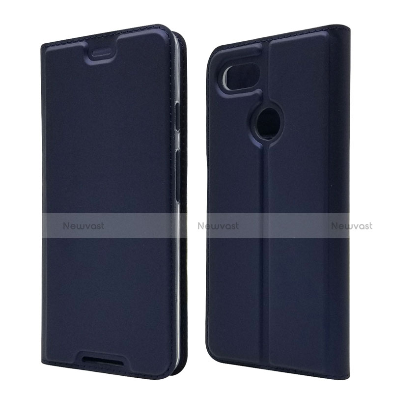Leather Case Stands Flip Cover L02 Holder for Google Pixel 3 Blue