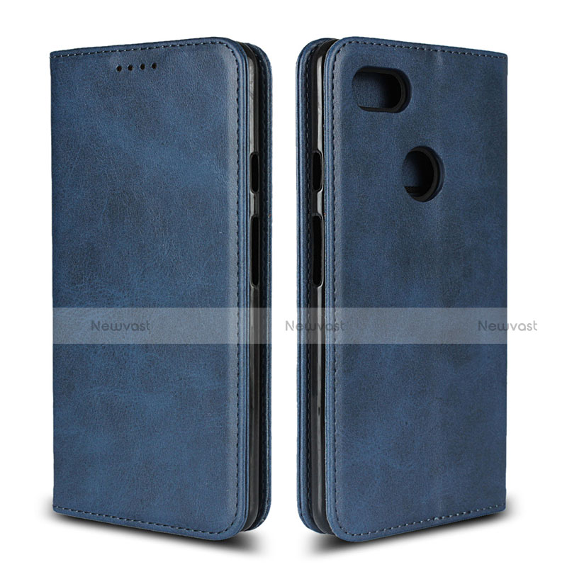 Leather Case Stands Flip Cover L02 Holder for Google Pixel 3 XL Blue