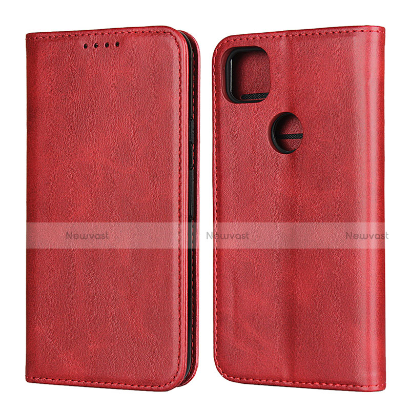 Leather Case Stands Flip Cover L02 Holder for Google Pixel 4a Red