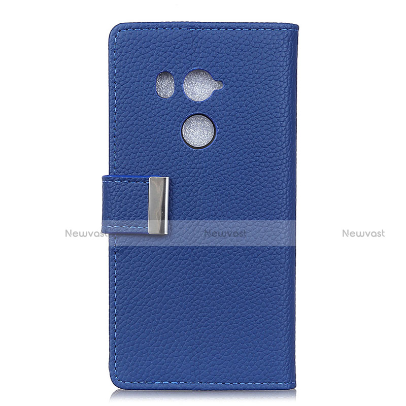 Leather Case Stands Flip Cover L02 Holder for HTC U11 Eyes Blue