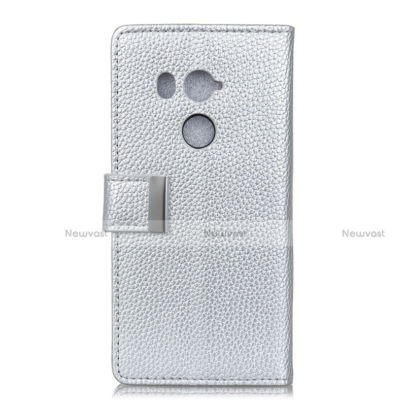 Leather Case Stands Flip Cover L02 Holder for HTC U11 Eyes Silver