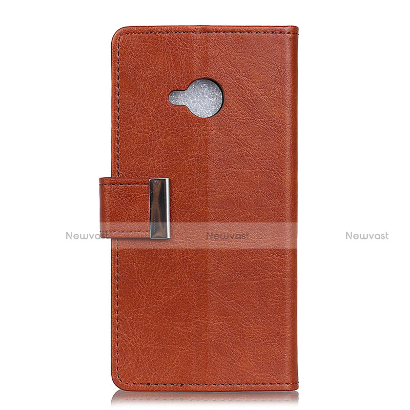 Leather Case Stands Flip Cover L02 Holder for HTC U11 Life Brown