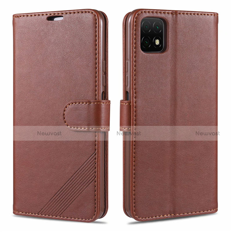 Leather Case Stands Flip Cover L02 Holder for Huawei Enjoy 20 5G Brown