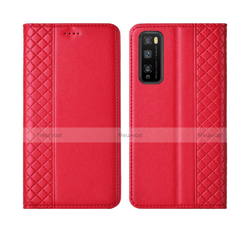 Leather Case Stands Flip Cover L02 Holder for Huawei Enjoy 20 Pro 5G Red