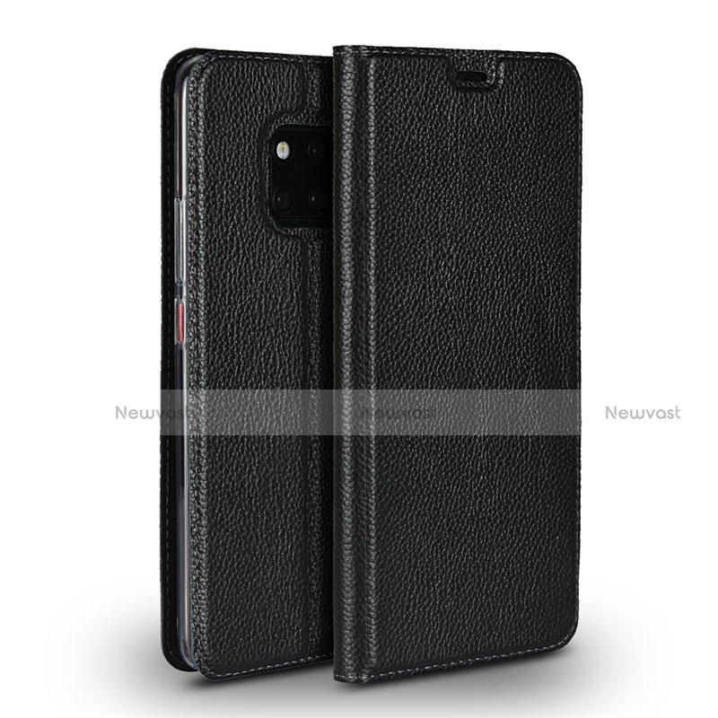 Leather Case Stands Flip Cover L02 Holder for Huawei Mate 20 Pro Black