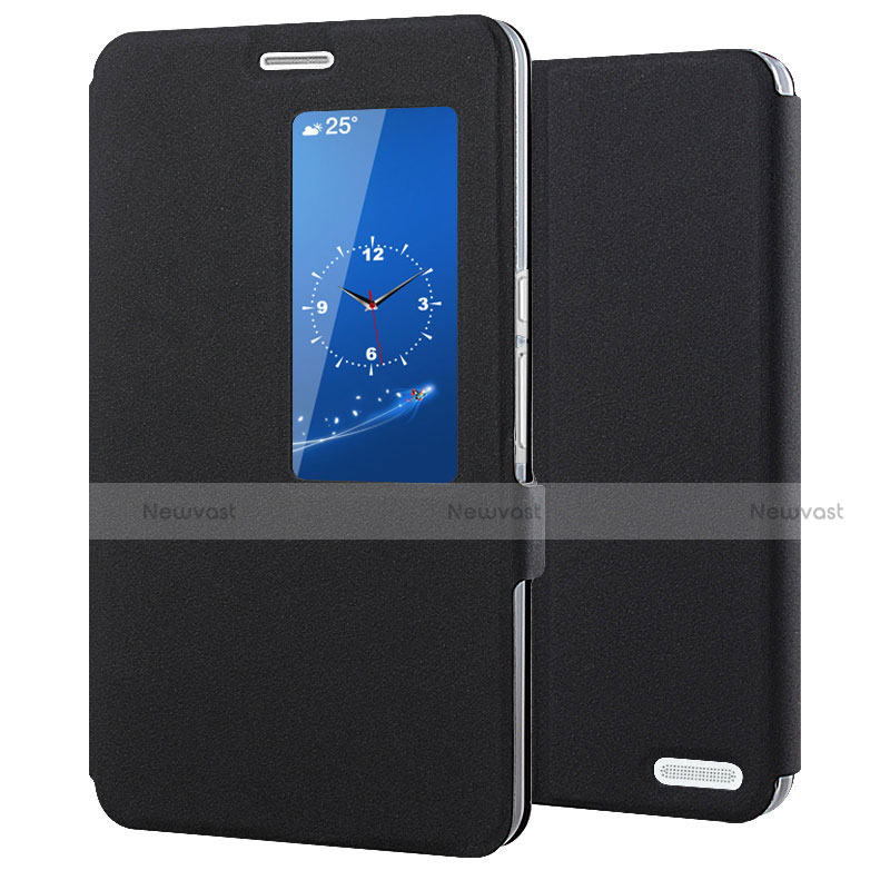 Leather Case Stands Flip Cover L02 Holder for Huawei MediaPad X2 Black