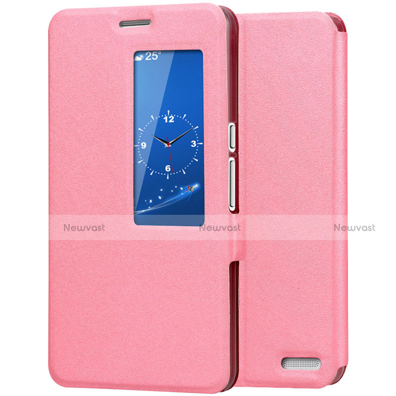 Leather Case Stands Flip Cover L02 Holder for Huawei MediaPad X2 Pink