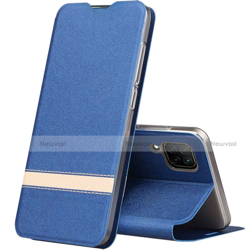 Leather Case Stands Flip Cover L02 Holder for Huawei P40 Lite Blue