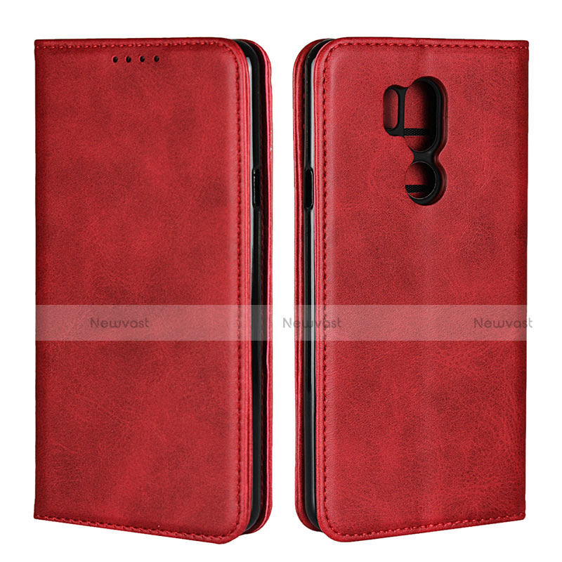Leather Case Stands Flip Cover L02 Holder for LG G7 Red