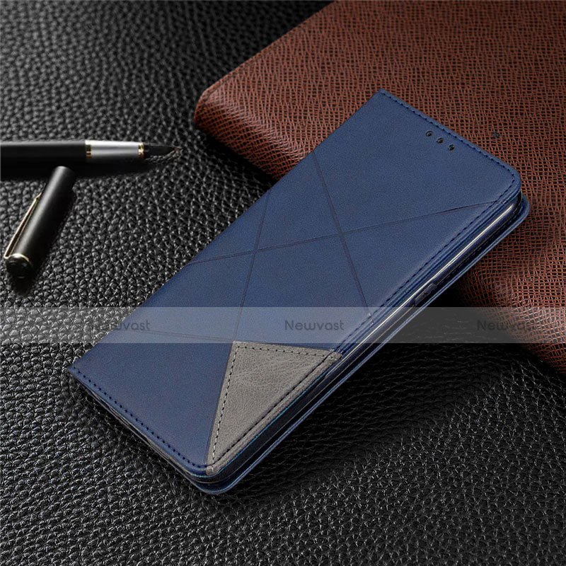 Leather Case Stands Flip Cover L02 Holder for LG K61 Blue