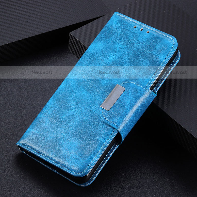 Leather Case Stands Flip Cover L02 Holder for LG K62 Sky Blue