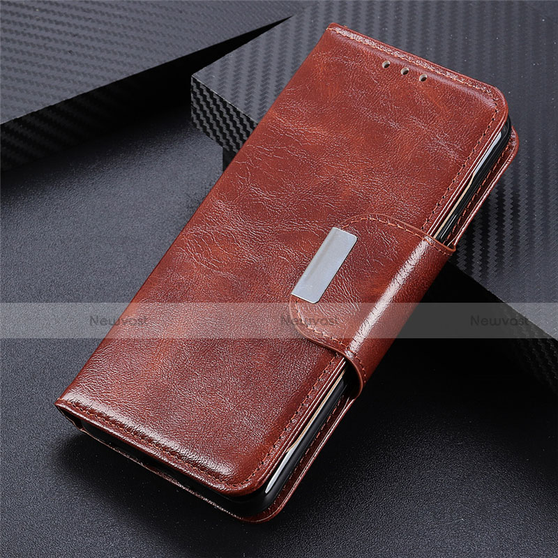 Leather Case Stands Flip Cover L02 Holder for LG Q52 Brown