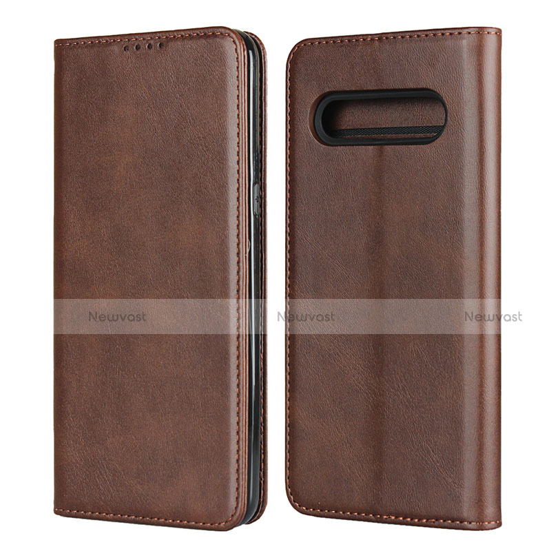 Leather Case Stands Flip Cover L02 Holder for LG V60 ThinQ 5G Brown