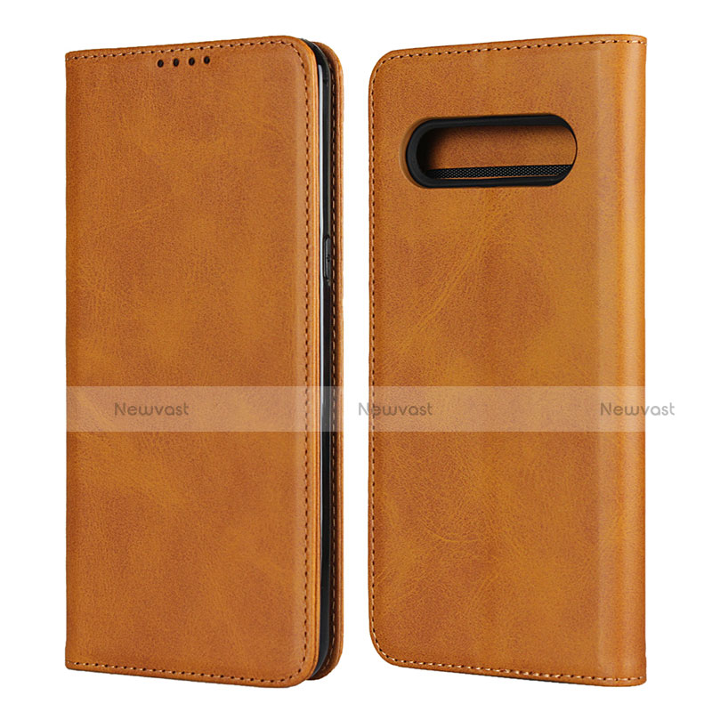 Leather Case Stands Flip Cover L02 Holder for LG V60 ThinQ 5G Orange