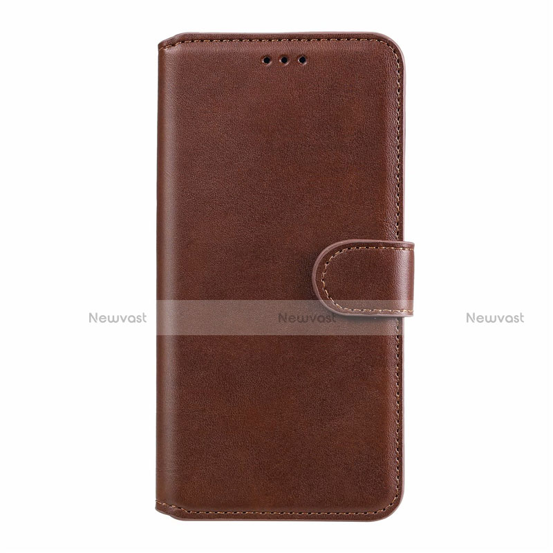 Leather Case Stands Flip Cover L02 Holder for Motorola Moto E6s (2020) Brown