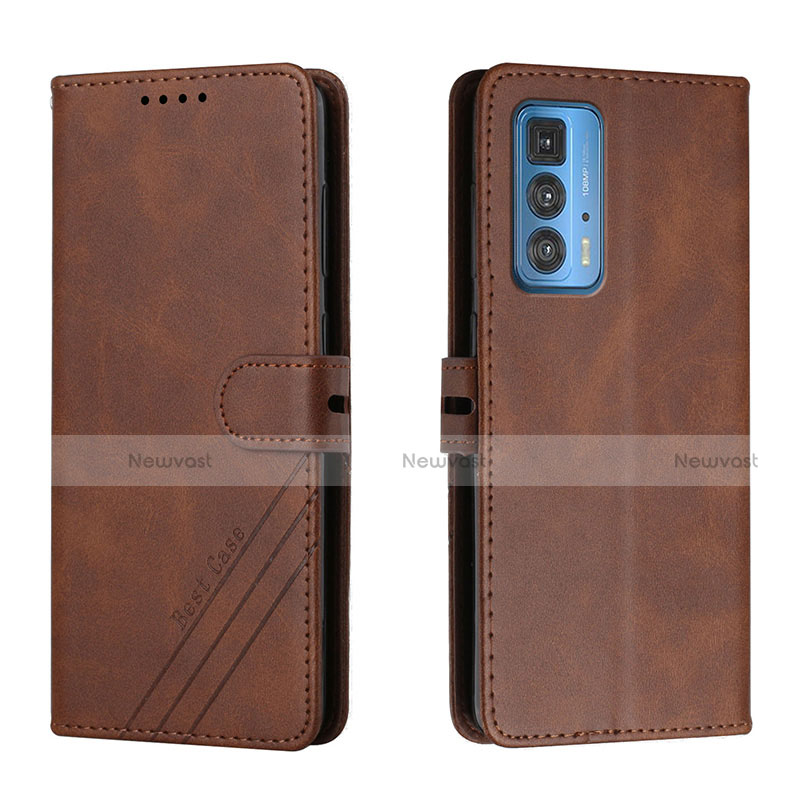 Leather Case Stands Flip Cover L02 Holder for Motorola Moto Edge 20 Pro 5G Brown