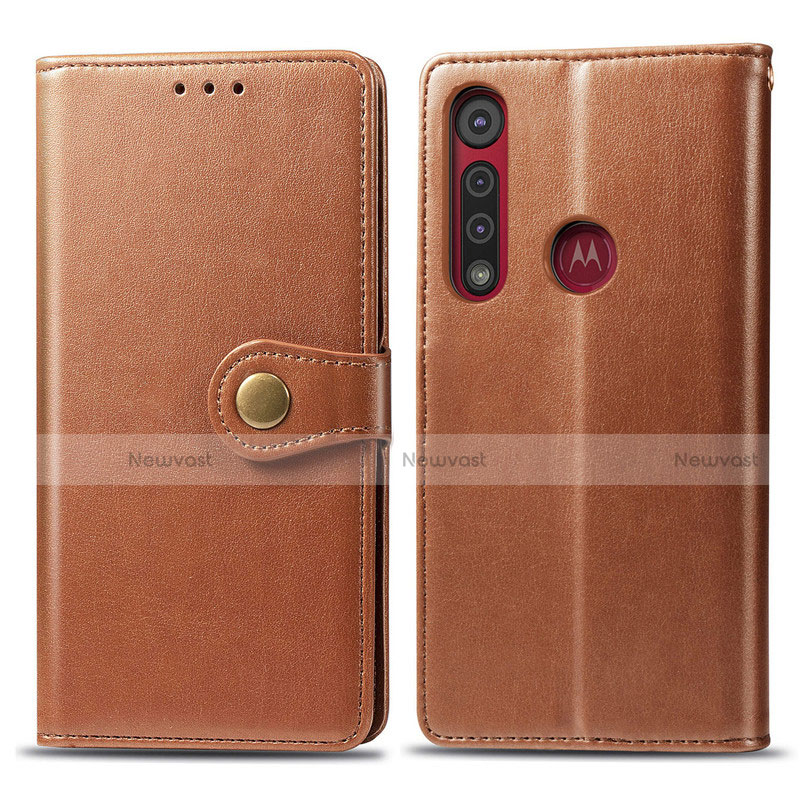 Leather Case Stands Flip Cover L02 Holder for Motorola Moto G8 Play Orange
