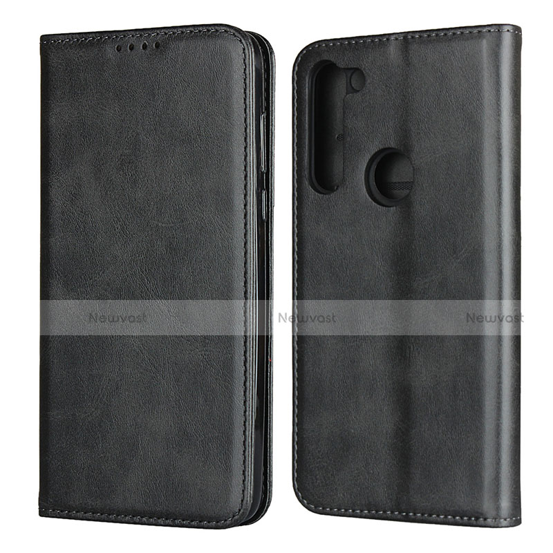 Leather Case Stands Flip Cover L02 Holder for Motorola Moto G8 Power Black