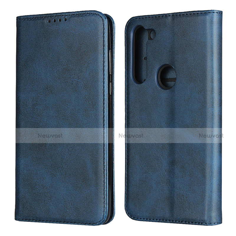 Leather Case Stands Flip Cover L02 Holder for Motorola Moto G8 Power Blue