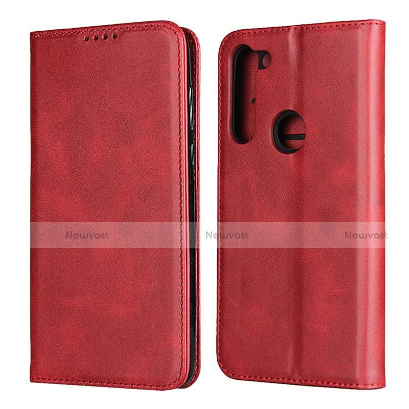 Leather Case Stands Flip Cover L02 Holder for Motorola Moto G8 Power Red